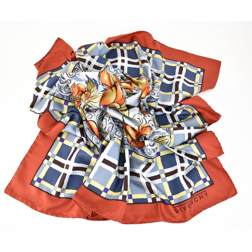GIVENCHY: Red/Multicolor, 100% Silk Twill Scarf rq